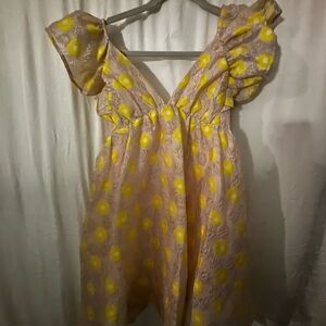 Charming Yellow Floral Teen Dress